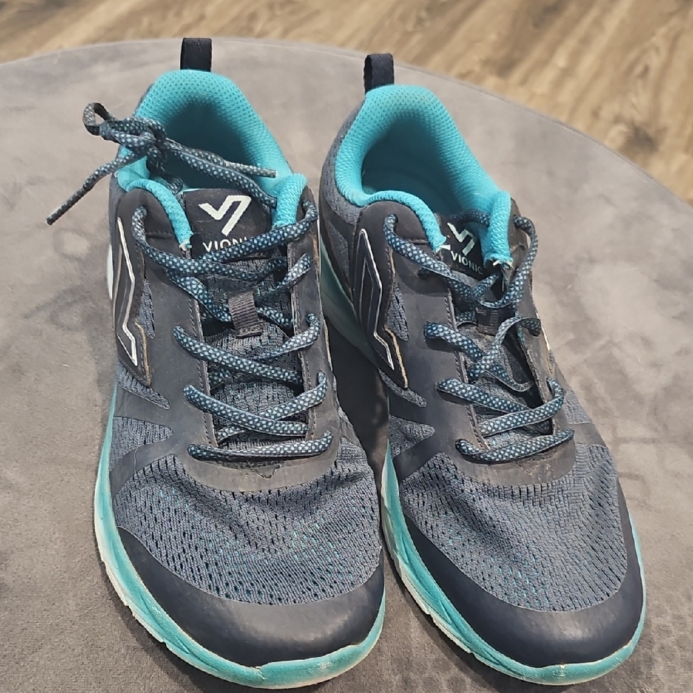 Vionic Women's Brisk Miles Leisure Sneakers-Teal and Gray Size 10